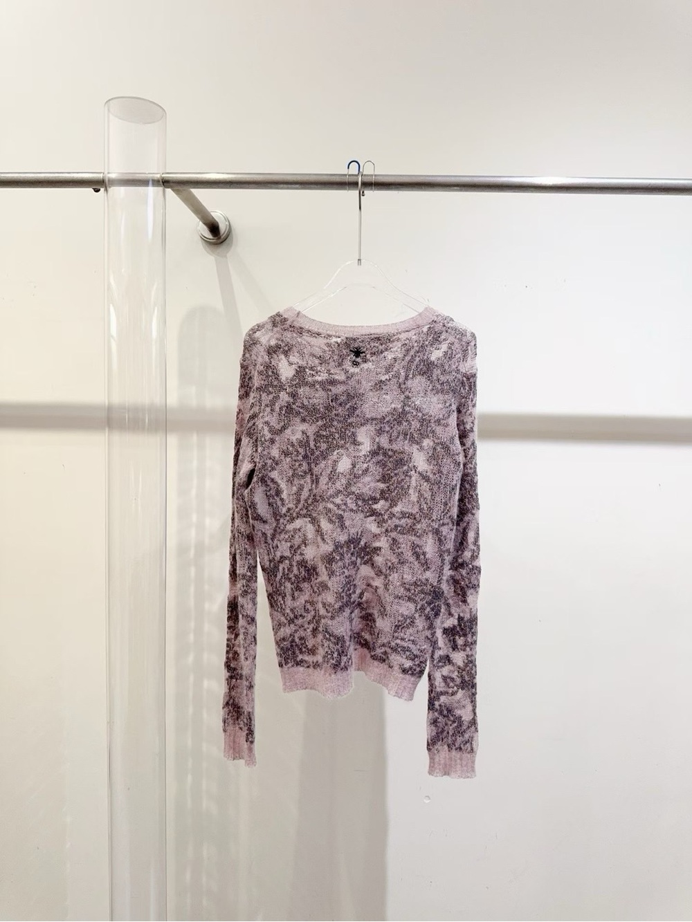 Dior Pink Marble-Print Lightweight Knit Sweater - Picture 2 of 6